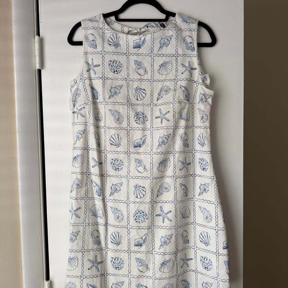 H&M Women's White and Blue Dress